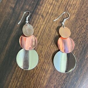 Tri-Color Graduated Circle Dangle Earrings